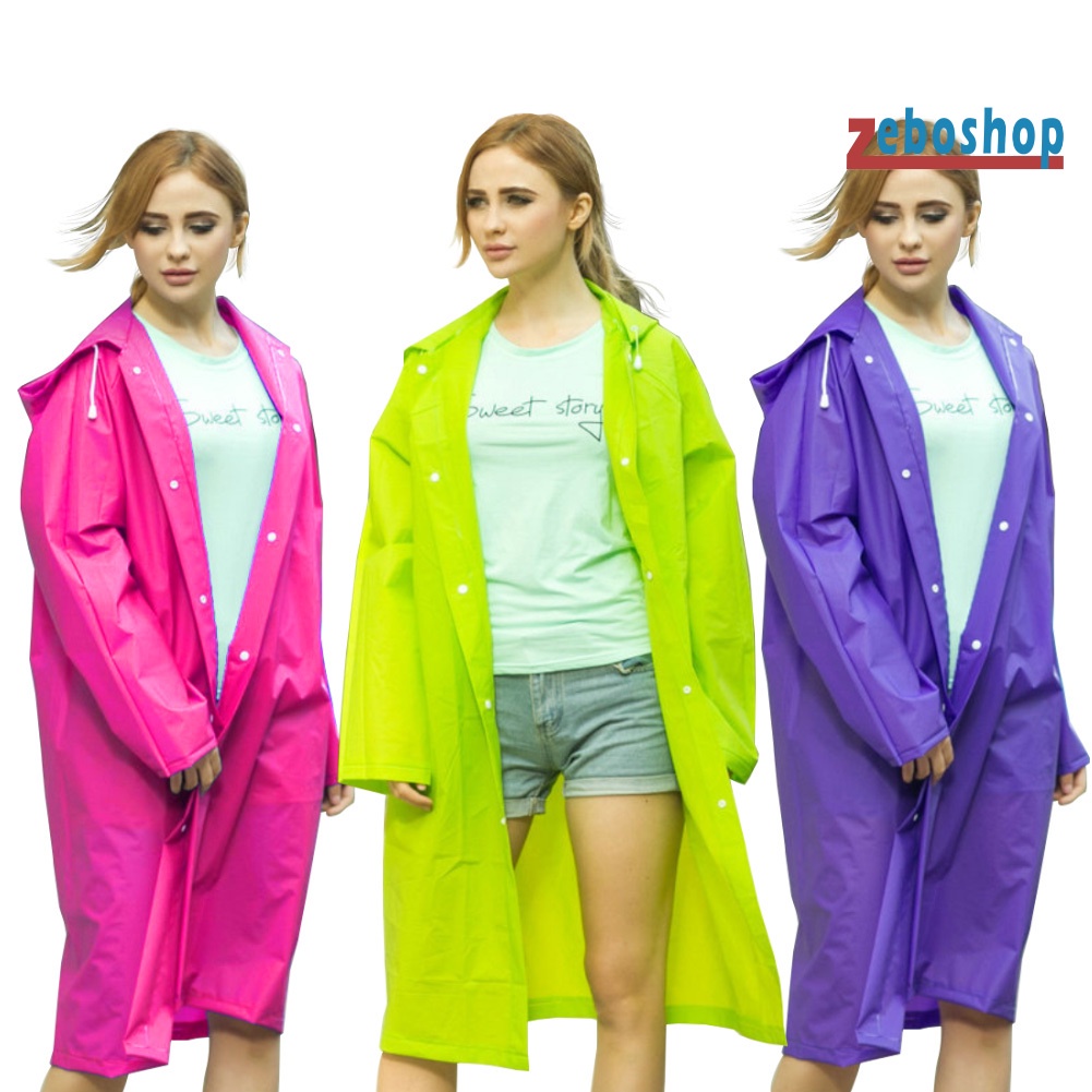 Áo Mưa Trong Suốt Bằng EVA Có Mũ Trùm Tiện Dụng Cho Nữ