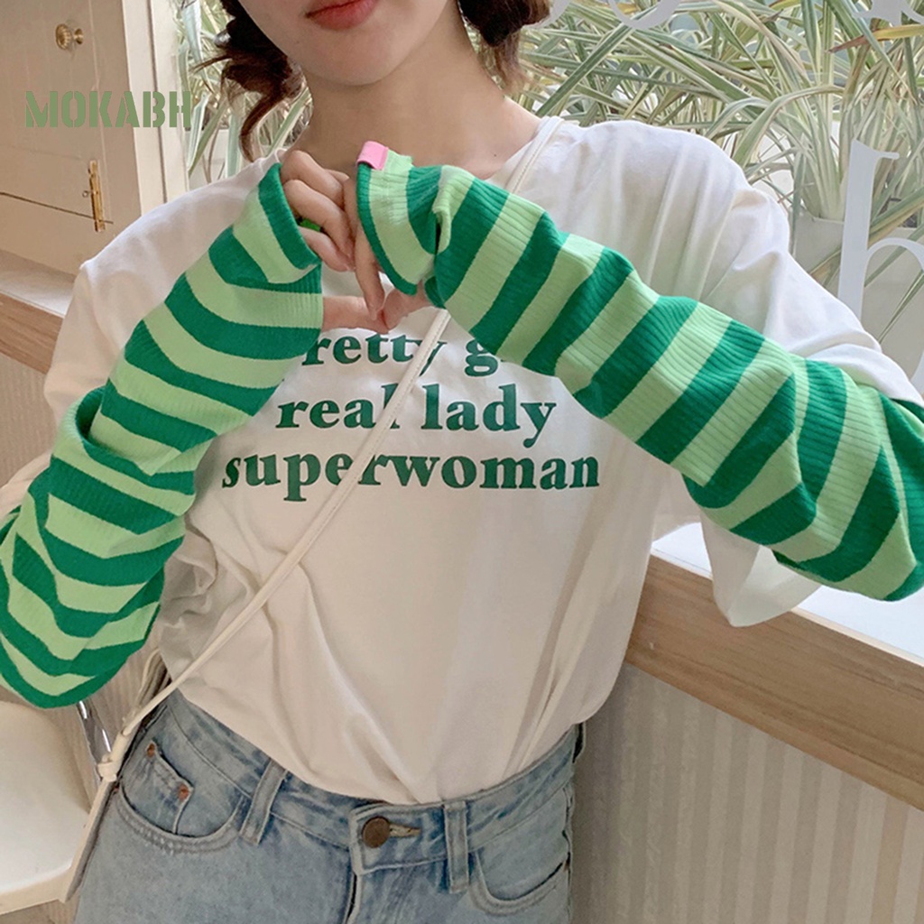 1 Cặp Ống Tay Áo Dài Họa Tiết Sọc Dùng Khi Lái Xe