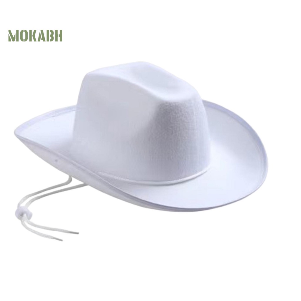 [Mok Abh] Mũ Vành Rộng Màu Trơn Chống Gió Điều Chỉnh Được Thời Trang Phương Tây Cowgirl Jazz