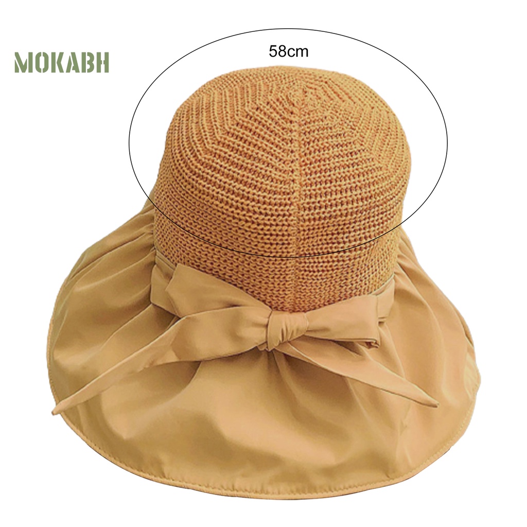Nón Rộng Vành Thoáng Khí Chống Tia UV Thắt Nơ Thời Trang Đi Biển Mùa Hè Cho Nữ