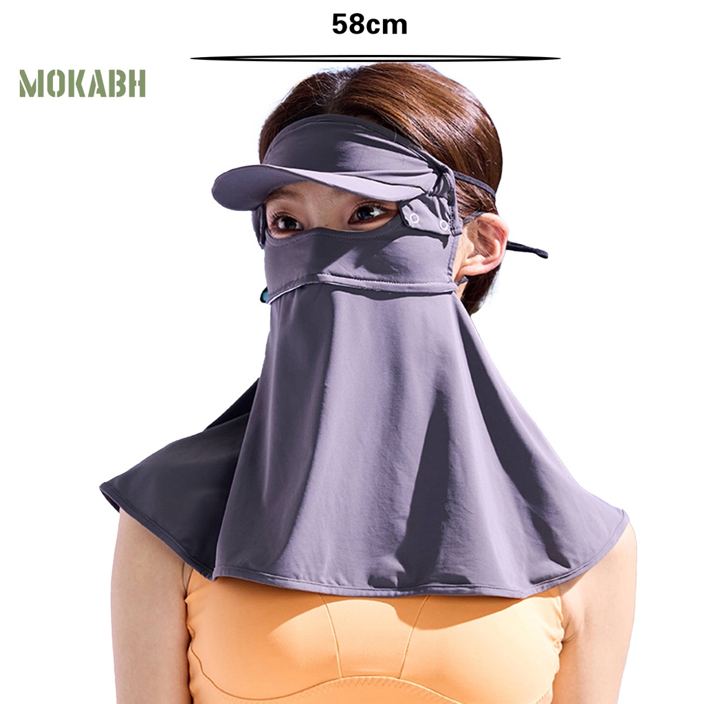 [Mok Abh] Mũ Chống Nắng Thoáng Khí Màu Trơn Bảo Vệ Toàn Diện Cột Dây Bảo Vệ Cổ Dùng Khi Đi Cắm Trại Ngoài Trời