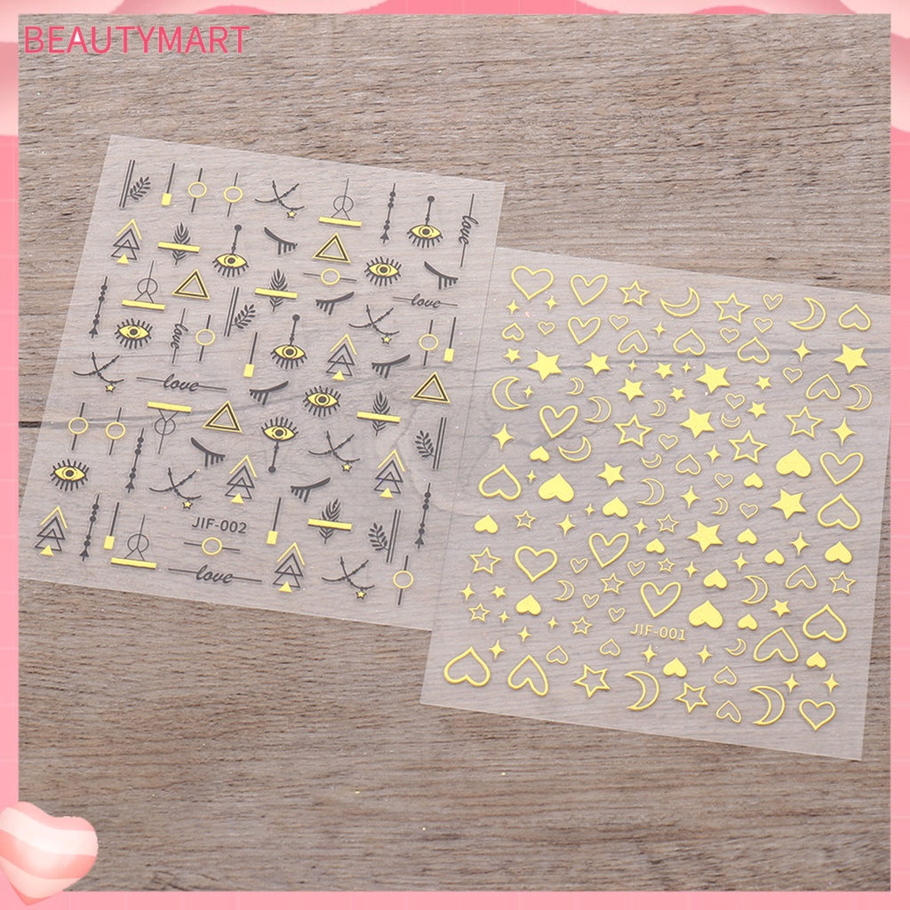 Miếng Dán Trang Trí Móng Tay Hình Trăng Sao Trái Tim Tinh Tế
