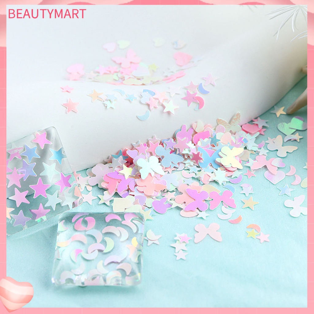 [beautymart] Hộp Kim Tuyến 12 Ngăn Hình Ngôi Sao / Trái Tim / Thỏ / Bướm / Lấp Lánh Trang Trí Móng Nghệ Thuật