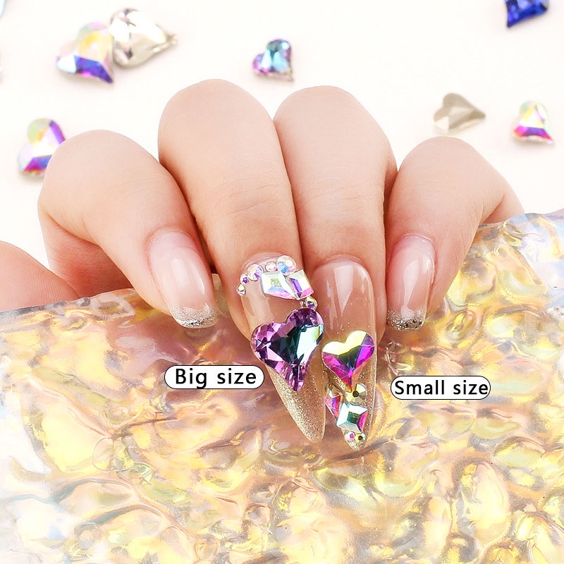 Set 10 Charm Trang Trí Móng Tay Nail Hình Trái Tim Đính Đá Sang Trọng | Gấu Charm