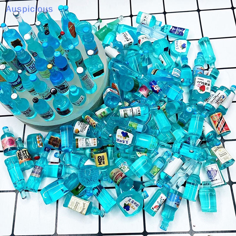 Set 10 Chai Kem / Đồ Uống Ba Chiều Trong Suốt Màu Xanh Ngẫu Nhiên DIY