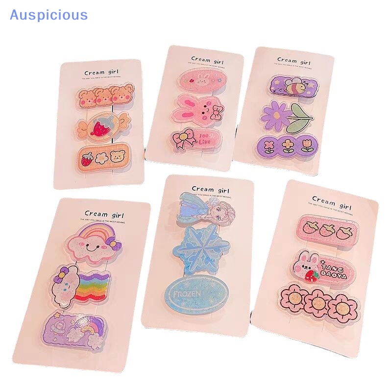 Set 3 Kẹp Tóc Họa Tiết Hoạt Hình Ngọt Ngào Cho Bé Gái