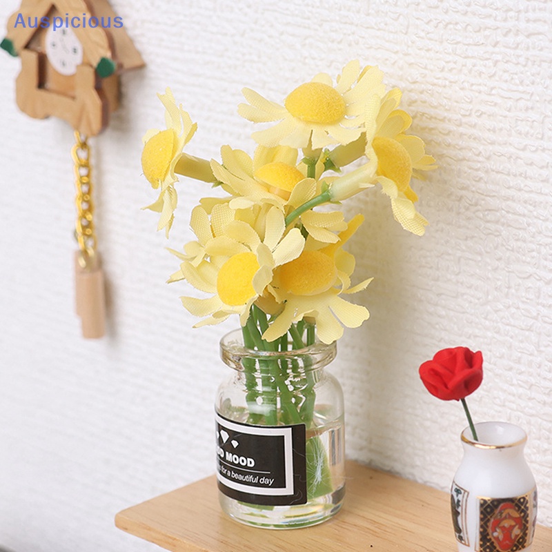 1 Bộ Chậu Hoa Cúc Mini Tỉ Lệ 1 / 6 Dùng Trang Trí Nhà Búp Bê