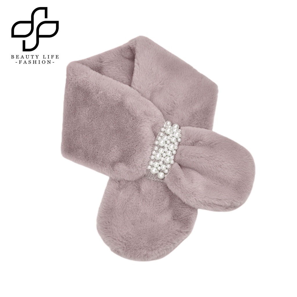 Khăn Choàng Cổ Bằng Len Giả Dày Dặn Màu Trơn Bắt Mắt Chống Gió Thoải Mái Thời Trang Cho Nữ