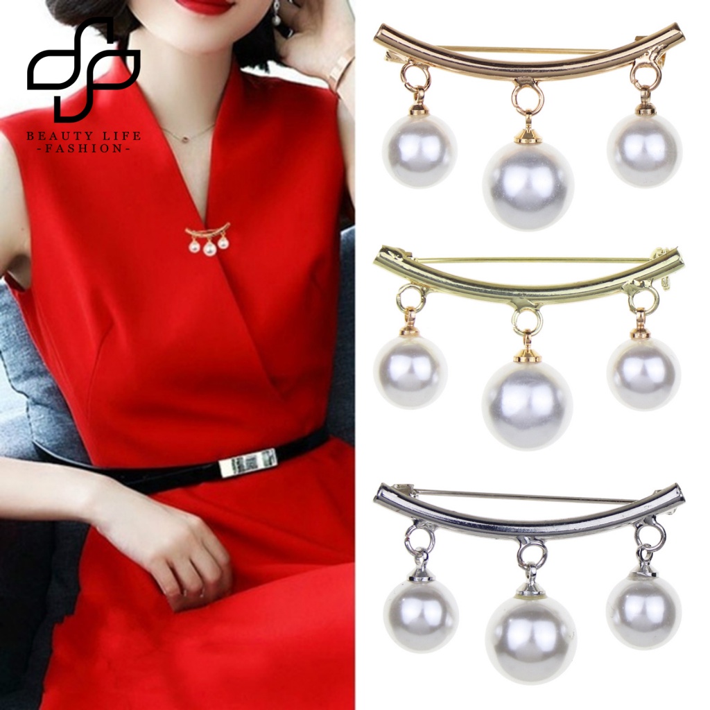Ghim Cài Áo Đính Ngọc Trai Nhân Tạo Thời Trang Cho Nữ