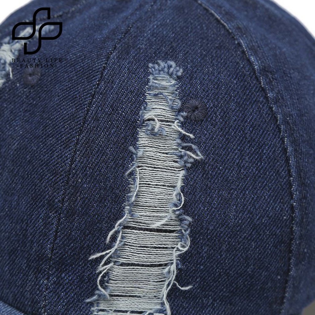 Mũ Denim Màu Trơn Rách Gối Phong Cách Hip Hop Cho Nam Và Nữ