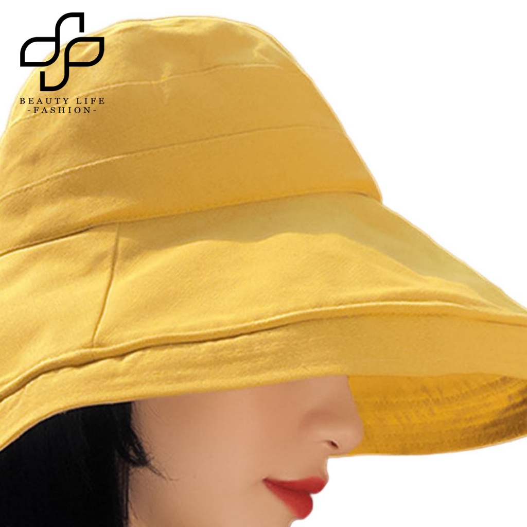 Nón Vành Tròn Màu Trơn Thoáng Khí Thời Trang Mùa Hè Dành Cho Nữ