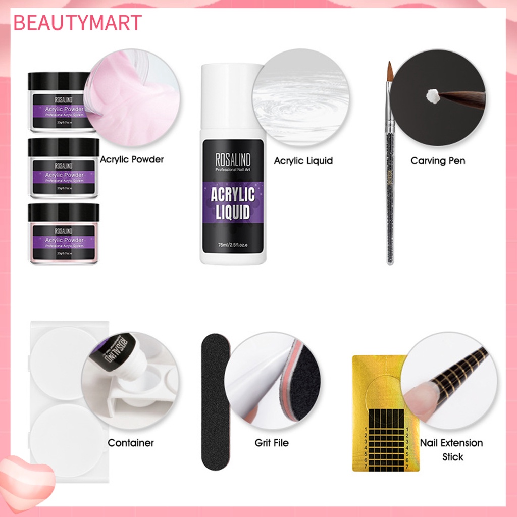 1 Bộ Bột Acrylic Kèm Cọ Trang Trí Móng Tay DIY