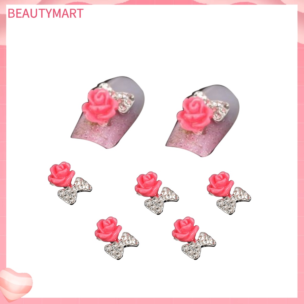 Bộ 10 Miếng Dán Móng Tay Họa Tiết Hoa Đính Đá Lấp Lánh Thời Trang DIY