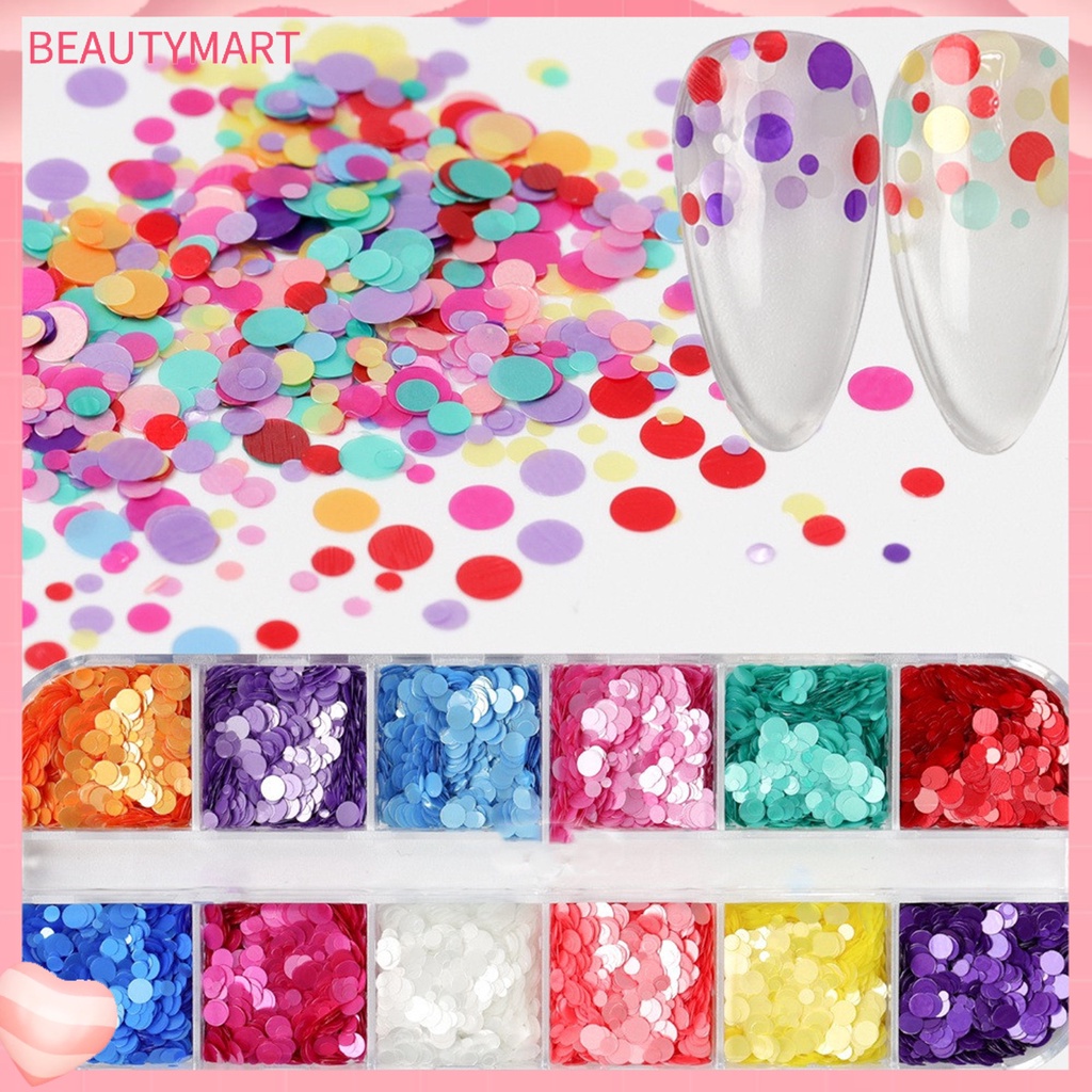Hộp 12 Ngăn Đựng Hạt Kim Sa Tròn Nhiều Hình Dạng Màu Kẹo Làm Móng Nghệ Thuật Cho Nữ
