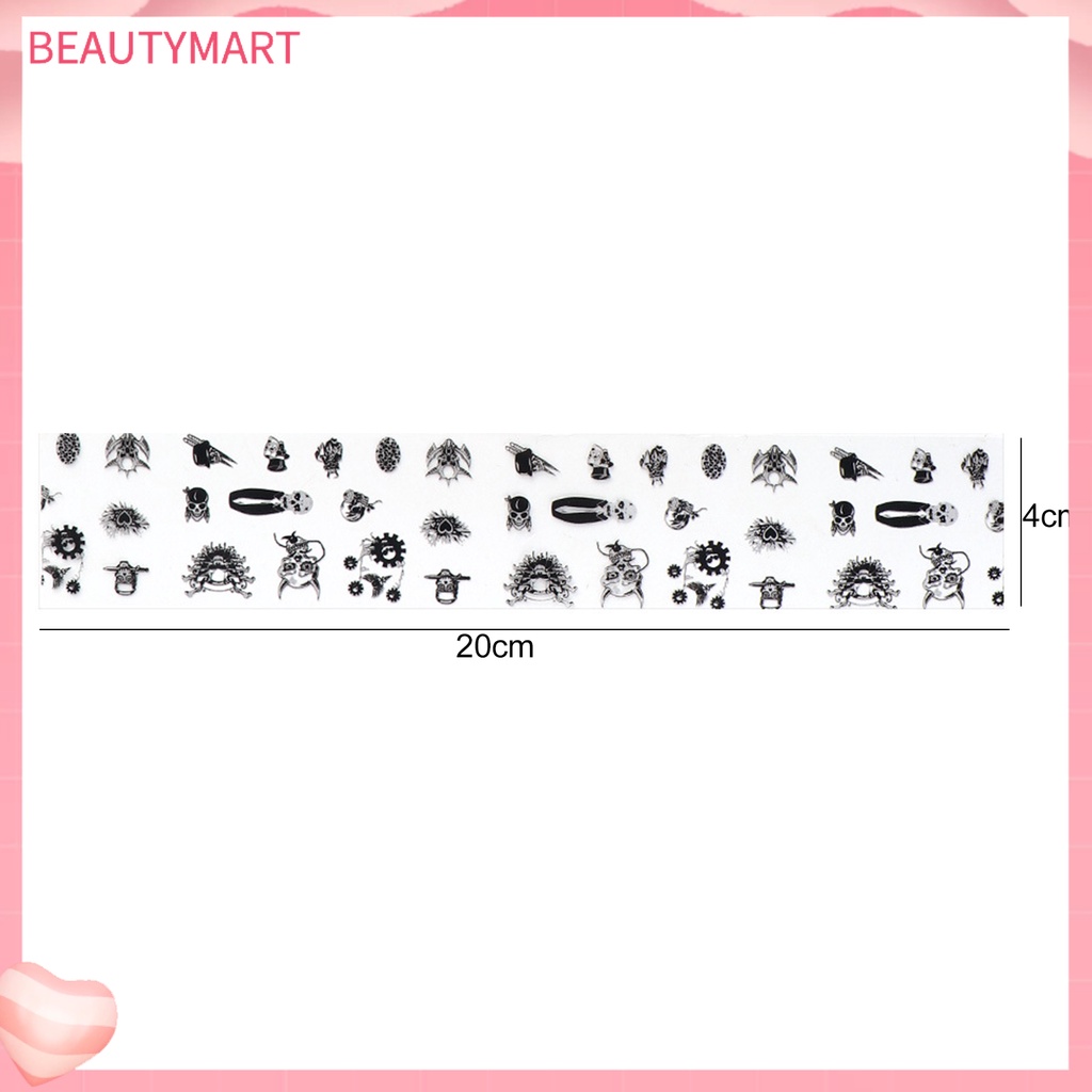 [beautymart] Set 10 Giấy Gói Móng Tay Chuyển Họa Tiết Đầu Lâu Kinh Dị Siêu Mỏng Màu Đen Trang Trí Halloween