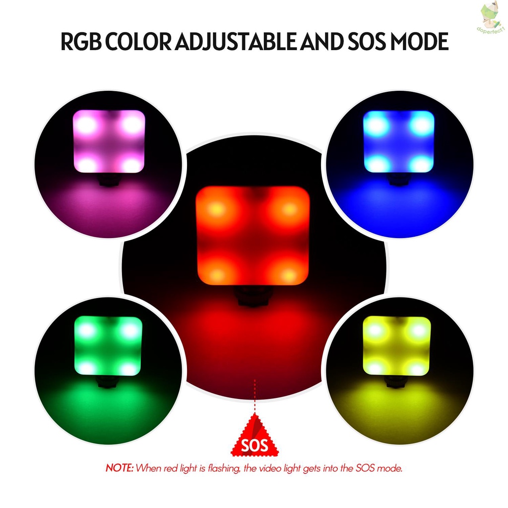 Andoer KM-72A Mini Dimmable RGB LED Video Light 6W Color Fill Light Built-in 2000mAh Battery with Tripod Cold Shoe Type-   Came-6.5