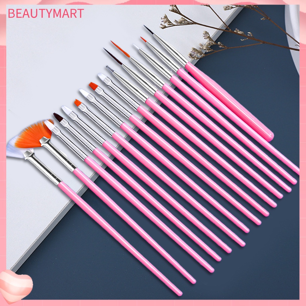 Bộ 15 Cọ Vẽ Móng Tay Đầu Mềm Không Phai Màu Hiệu Ứng Gradient DIY