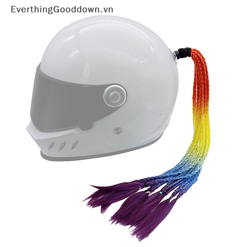 Everthinggooddown Mũ Bảo Hiểm Bện Tóc Đuôi Ngựa Màu Gradient Có Giác Hút vn