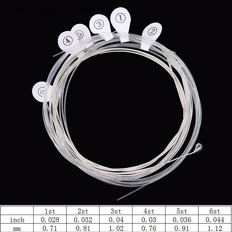 Set 6 Dây Đàn Guitar Cổ Điển Bằng Nilon Mạ Bạc Siêu Nhẹ