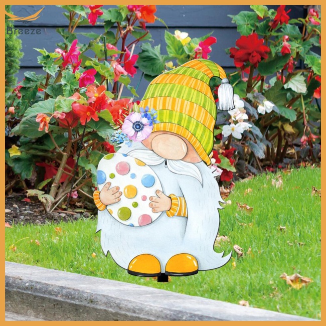 Biển Hiệu Trang Trí Sân Vườn Hình Trứng Lễ Phục Sinh Hai Mặt Bằng Acrylic