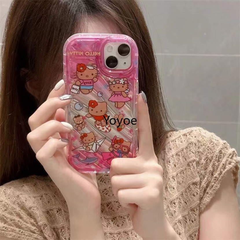 Ốp Điện Thoại Màu Hồng Gradient Hình Mèo KT Cho iPhone 11 13 14 Pro Max 12 Pro XS Max XR X 8 7 14 Plus SE