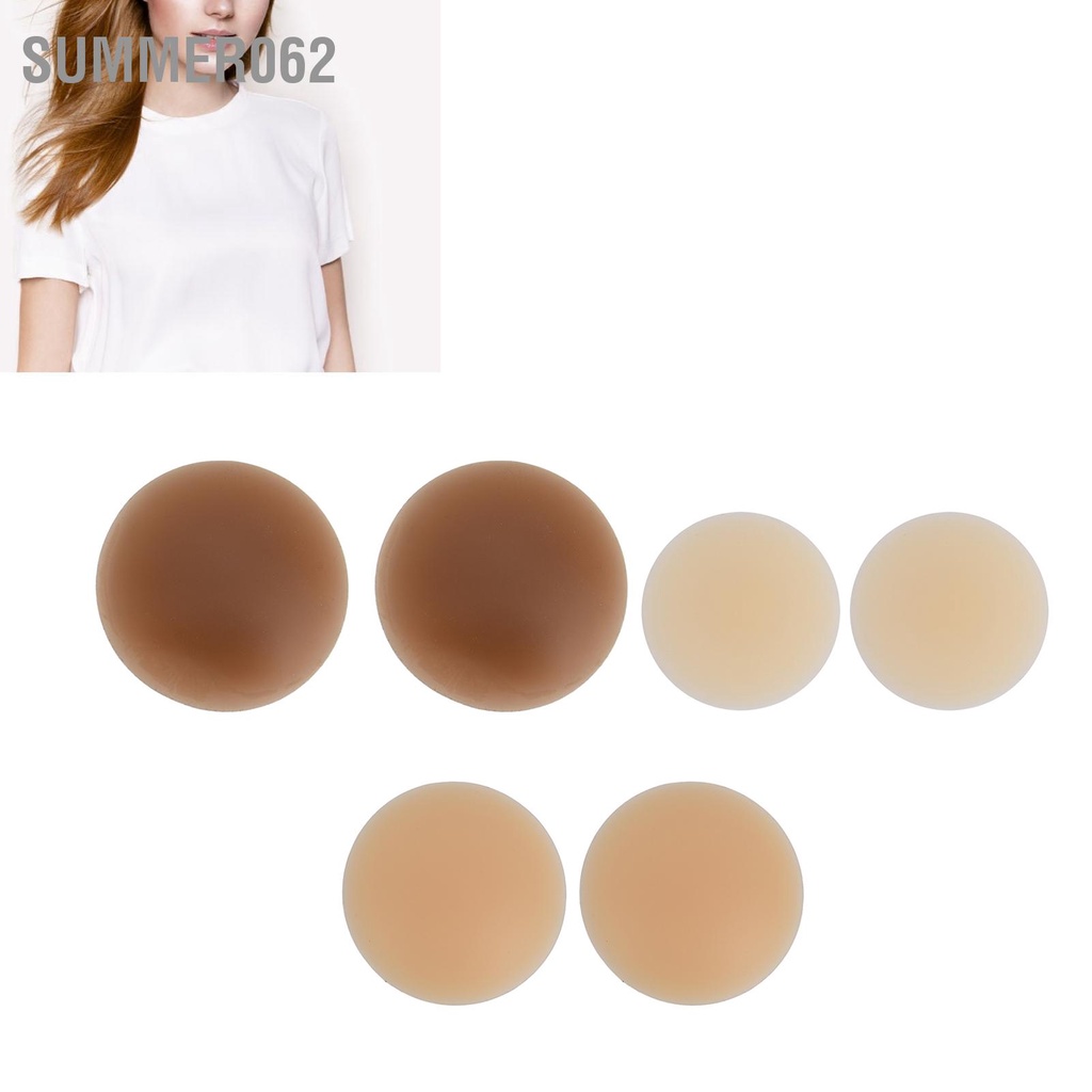 Summer062 Miếng dán silicone có thể tái sử dụng áo ngực tròn Dán miếng an toàn Núm vú không nắp