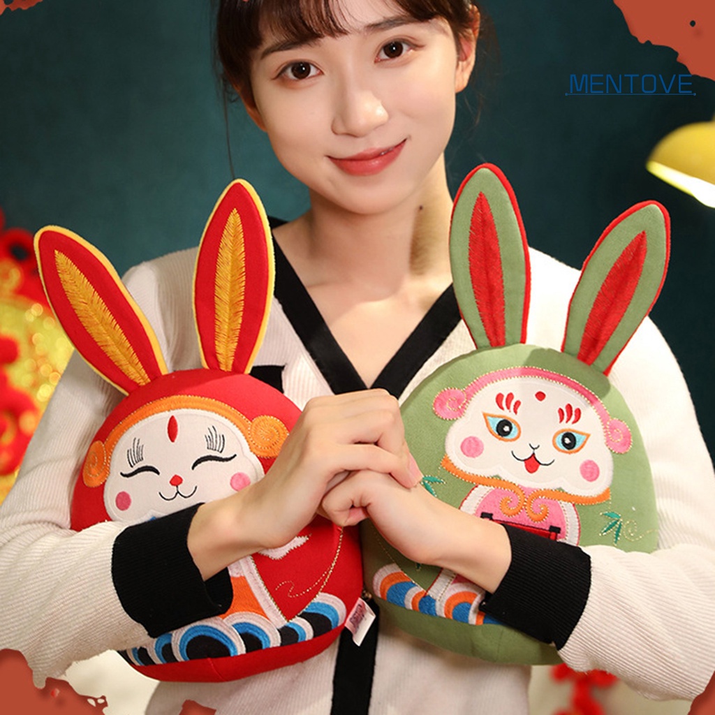 Thú Nhồi Bông Hình Thỏ Phong Cách Trung Hoa Dễ Thương Dùng Trang Trí Xe Hơi