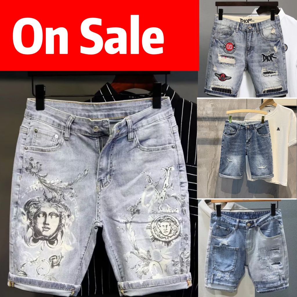 Quần Short Denim Rách Hợp Thời Trang◆Bán Mùa Hè◆Quần Jean Rách Lưng Vừa Có Khóa Kéo Thời Trang Mùa Hè Phong Cách Mới Cho Nam