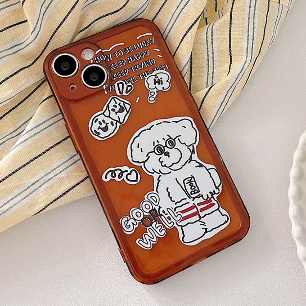 Ốp Điện Thoại TPU Mềm Chống Sốc Chống Bụi Bẩn In Hình Cún Đeo Kính Cho IPhone 11 14 13 12 Pro Max XS XR 7 8 Plus