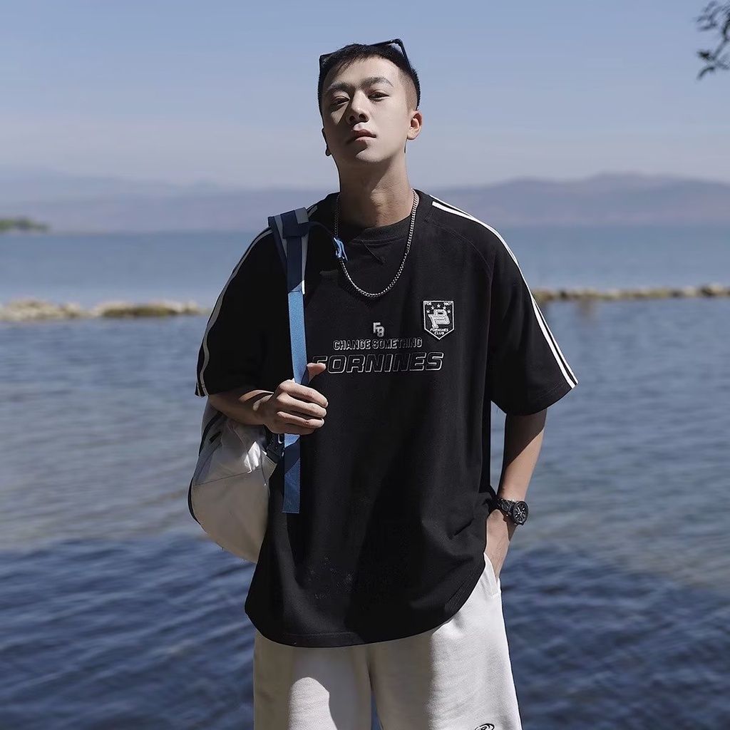 Áo Thun Cotton Tay Ngắn Dáng Rộng Phong Cách Đường Phố Mỹ Thời Trang Mùa Hè Cho Nam