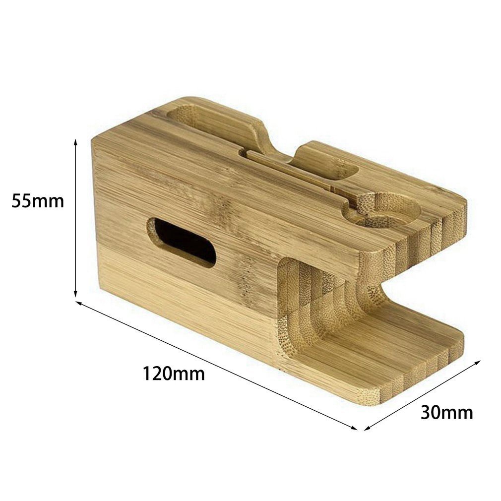 Multi-Functional 2-In-1 Charging Dock Stand Station Watch Phone Charger Wooden Holder Space Saver For Iwatch  [Q/15]