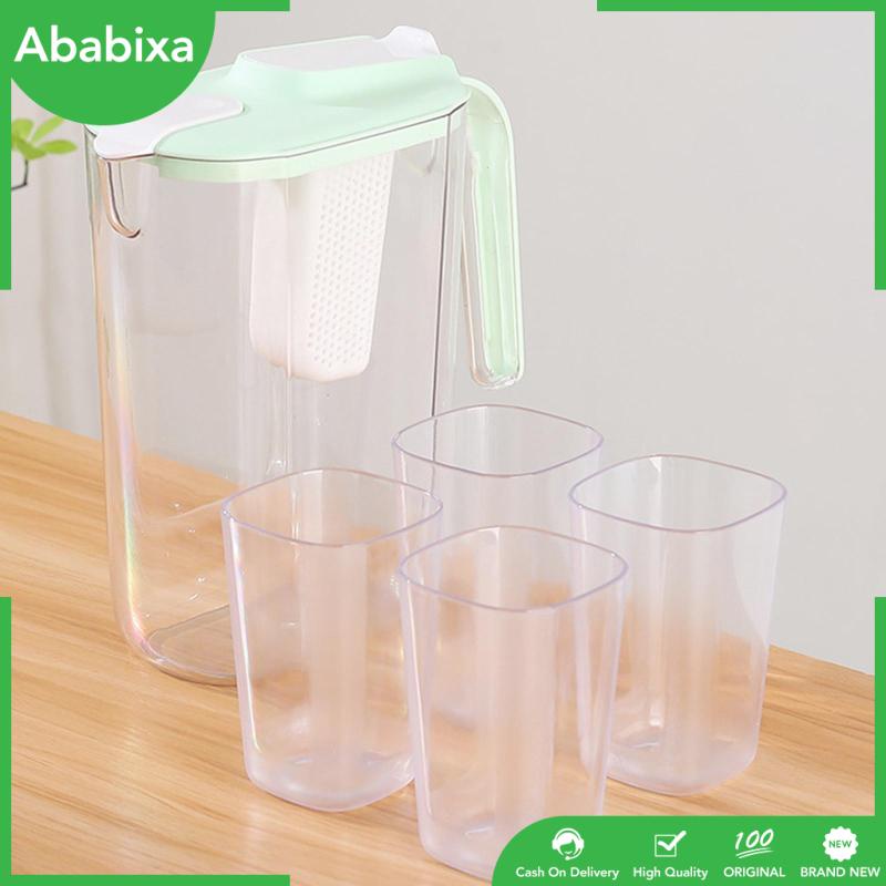 [Ababixa] Bộ Bình Đựng Nước 4 Ngăn Không Vỡ Có Nắp Đậy Dung Tích Lớn Cho Tủ Lạnh