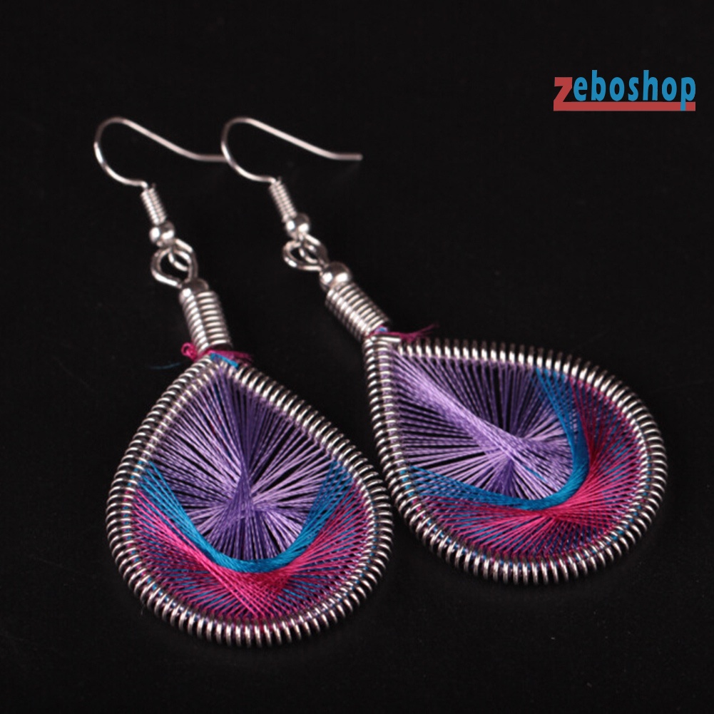 Bông Tai Hình Giọt Nước Bằng Lụa Nhiều Màu Phong Cách Bohemian Thời Trang Cho Nữ