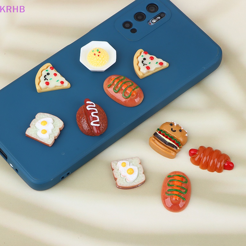Set 10 Mô Hình Bánh Pizza Hamburger Mini Bằng Nhựa Resin Thủ Công DIY Trang Trí Sổ Tay Mới