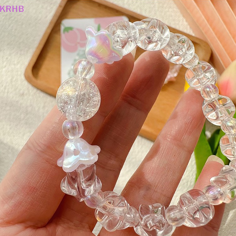 Vòng Tay Chuỗi Hạt Hình Ngôi Sao Năm Cánh Màu Trong Suốt Handmade Dễ Thương Dành Cho Học Sinh Nữ Mới