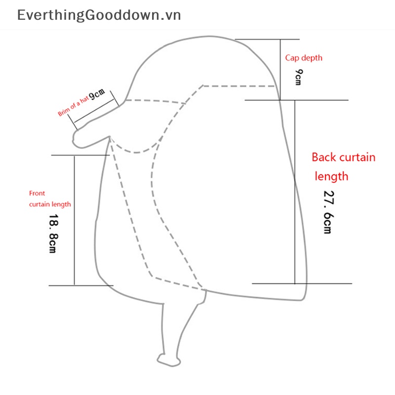 Everthinggooddown Mũ Chống Nắng Chống Tia UV Bảo Vệ Tai Và Cổ Dùng Khi Đi Câu Cá / Leo Núi Đi Bộ Đường Dài Đi