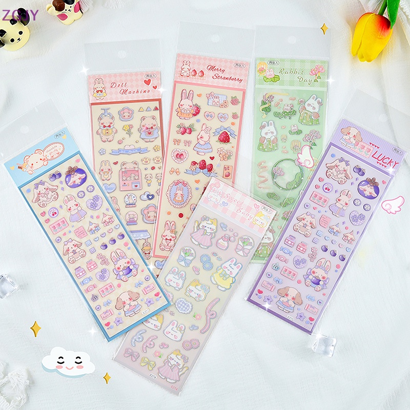 Set 2 Tấm Sticker Họa Tiết Hoạt Hình Lấp Lánh Chống Thấm Nước Trang Trí Sổ Tay Mới