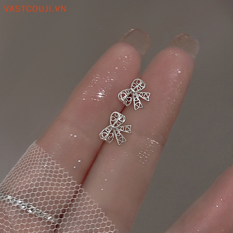 1 Đôi Bông Tai Hình Nơ Ren Rỗng Đơn Giản Dành Cho Nữ