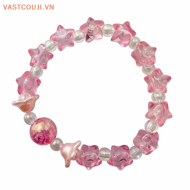 Vòng Tay Chuỗi Hạt Mềm Trong Suốt Hình Ngôi Sao Năm Cánh Màu Thủ Công Dễ Thương Cho Nữ Sinh