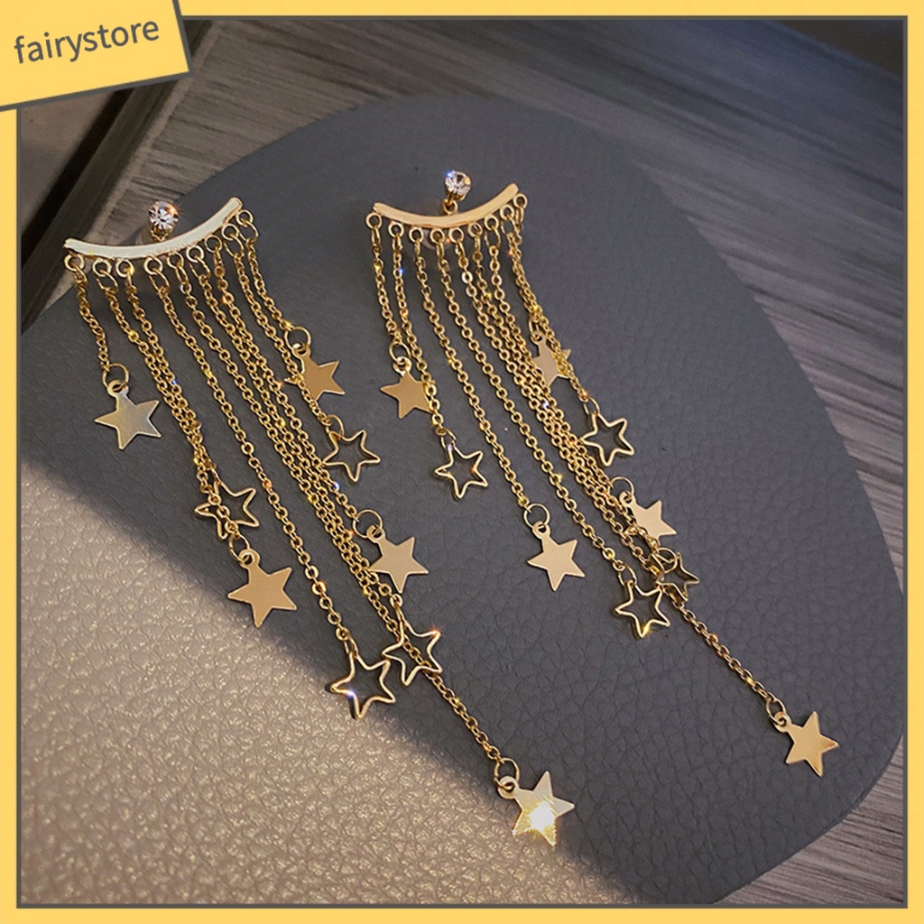 1 Cặp Bông Tai Hình Ngôi Sao Năm Cánh Dát Đá Hình Học Dát Thả Hàng Ngày [FRO] [FRO] 1 Cặp Bông Tai Hình Học