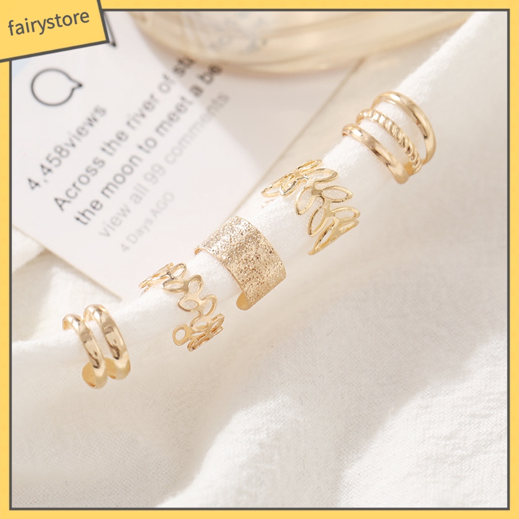 1 Set Khuyên Tai Dạng Vòng Tròn Không Xỏ Lỗ Phong Cách Hip hop Cá Tính Dành Cho Nữ