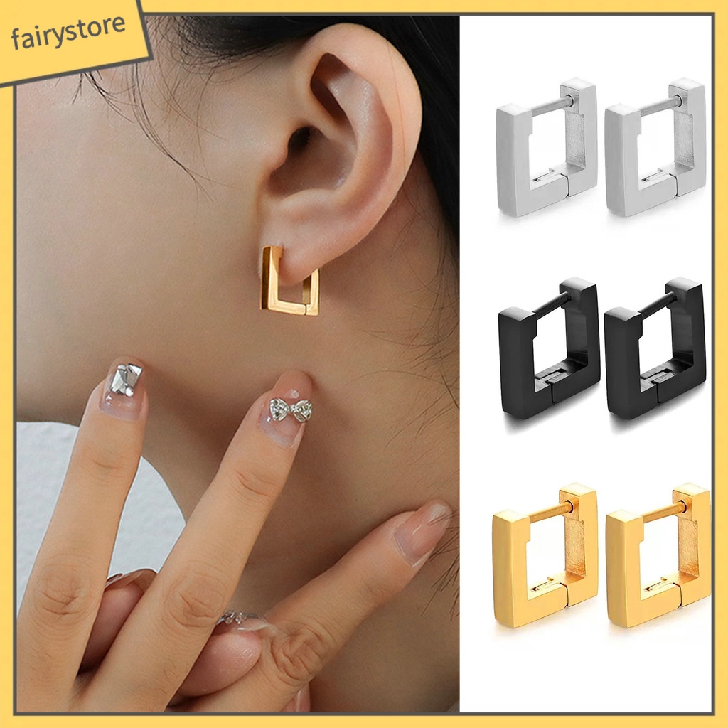 1 Đôi Bông Tai Hình Học Bằng Thép Titan Mạ Điện Không Phai Phong Cách Âu Mỹ