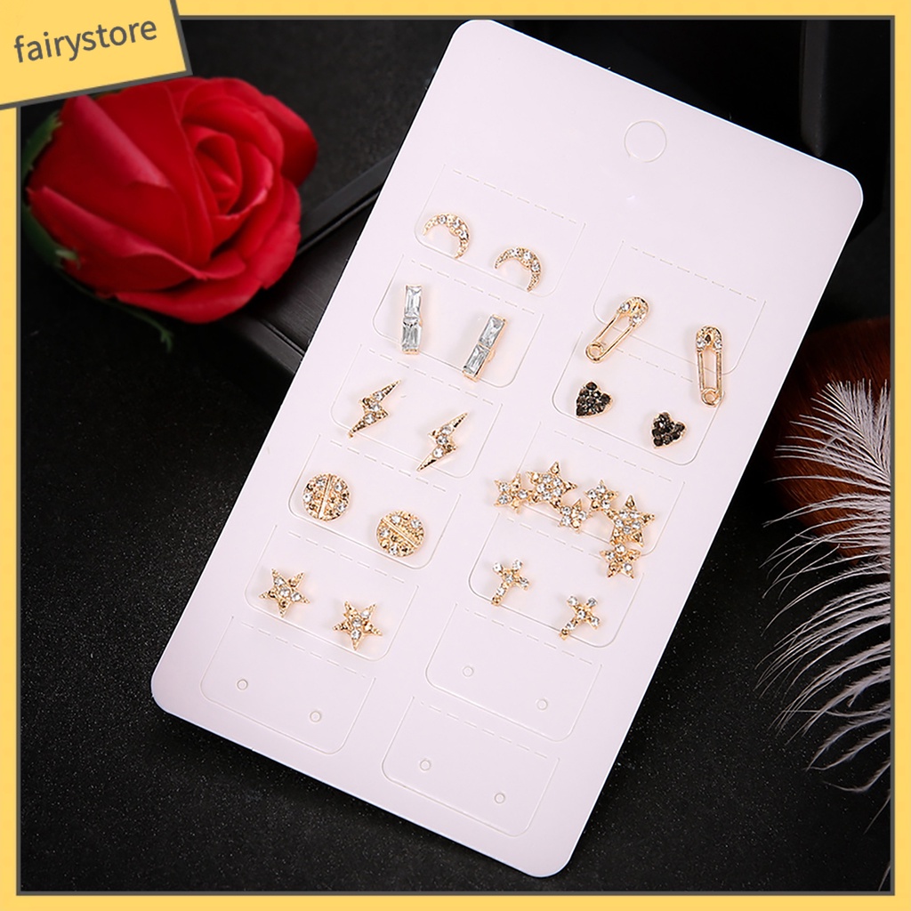 Set 9 Đôi Khuyên Tai Hợp Kim Hình Học Dễ Thương Cho Nữ