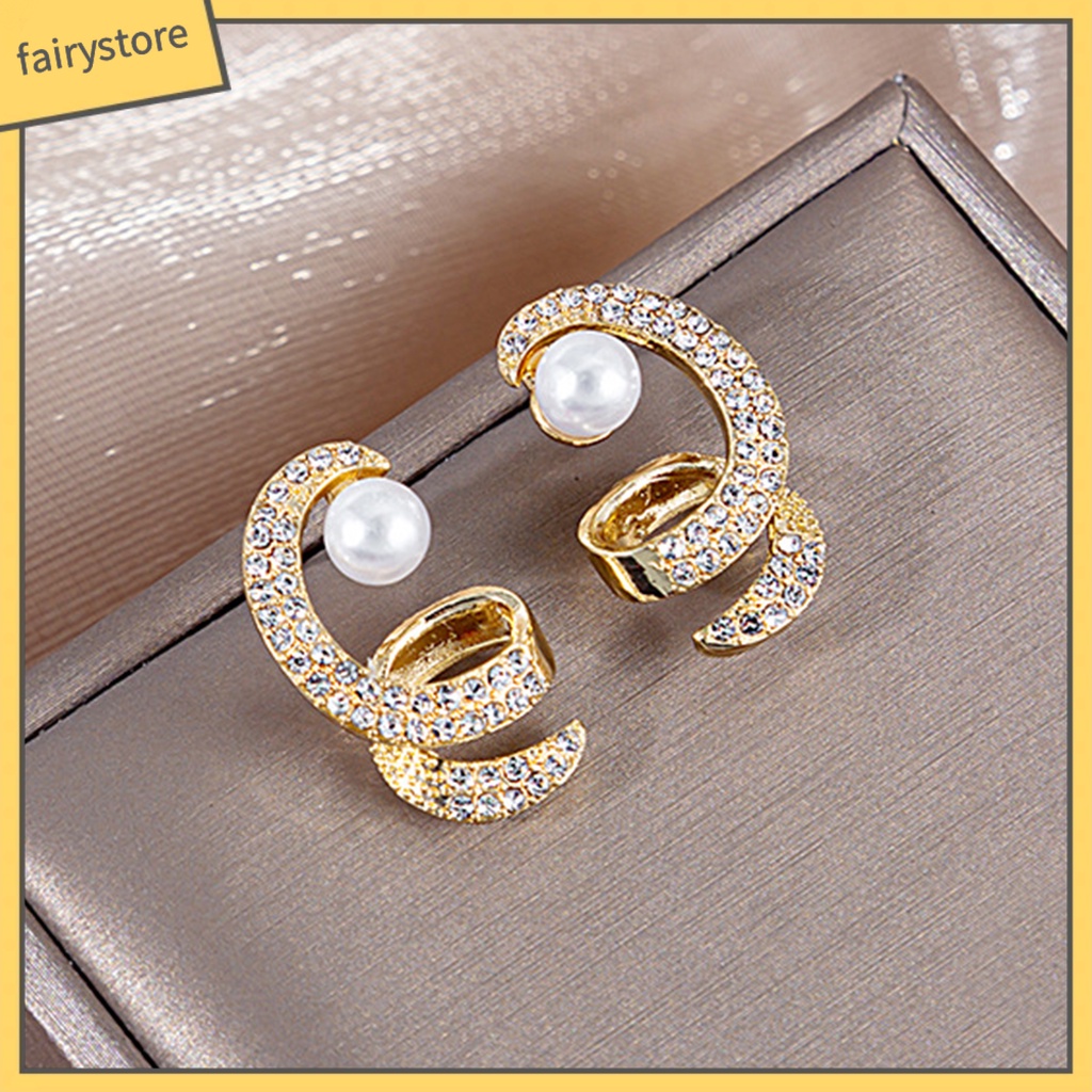 1 Đôi Bông Tai Hình Xoắn Ốc Đính Đá Lấp Lánh Thời Trang Hàng Ngày