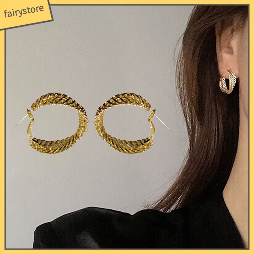 1 Đôi Bông Tai Tròn Rỗng Cao Cấp Phong Cách Vintage Dành Cho Nữ