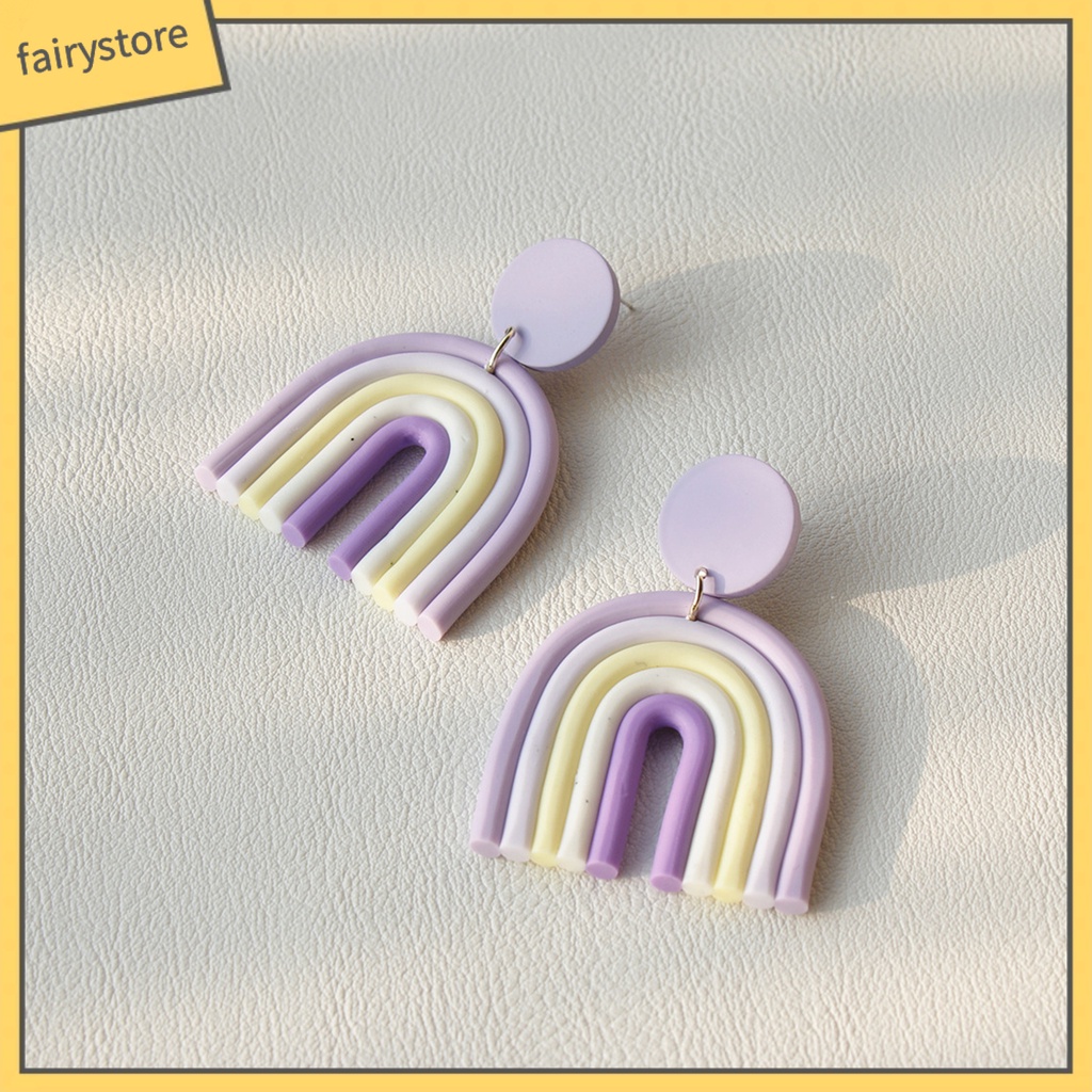 [FRO] 1 Đôi Bông Tai Hình Chữ U Bằng Đất Sét Polymer Đầy Màu Sắc Phù Hợp Với Mọi Phong