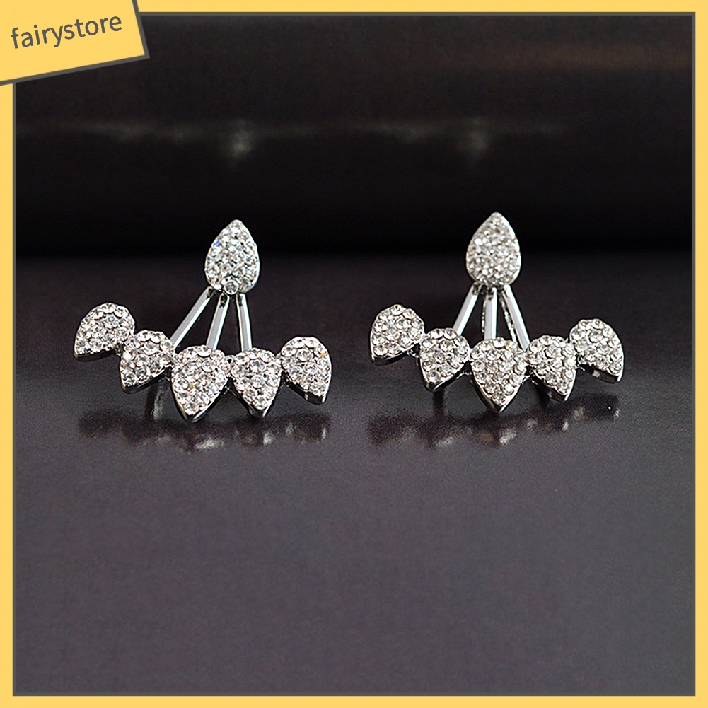 Bông Tai Đinh Tán Hình Giọt Nước Đính Đá Sang Trọng Cho Nữ