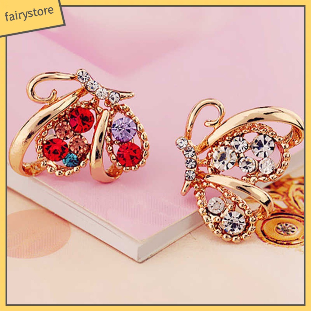 Bông Tai Hình Bướm Đính Đá Thời Trang Dành Cho Nữ