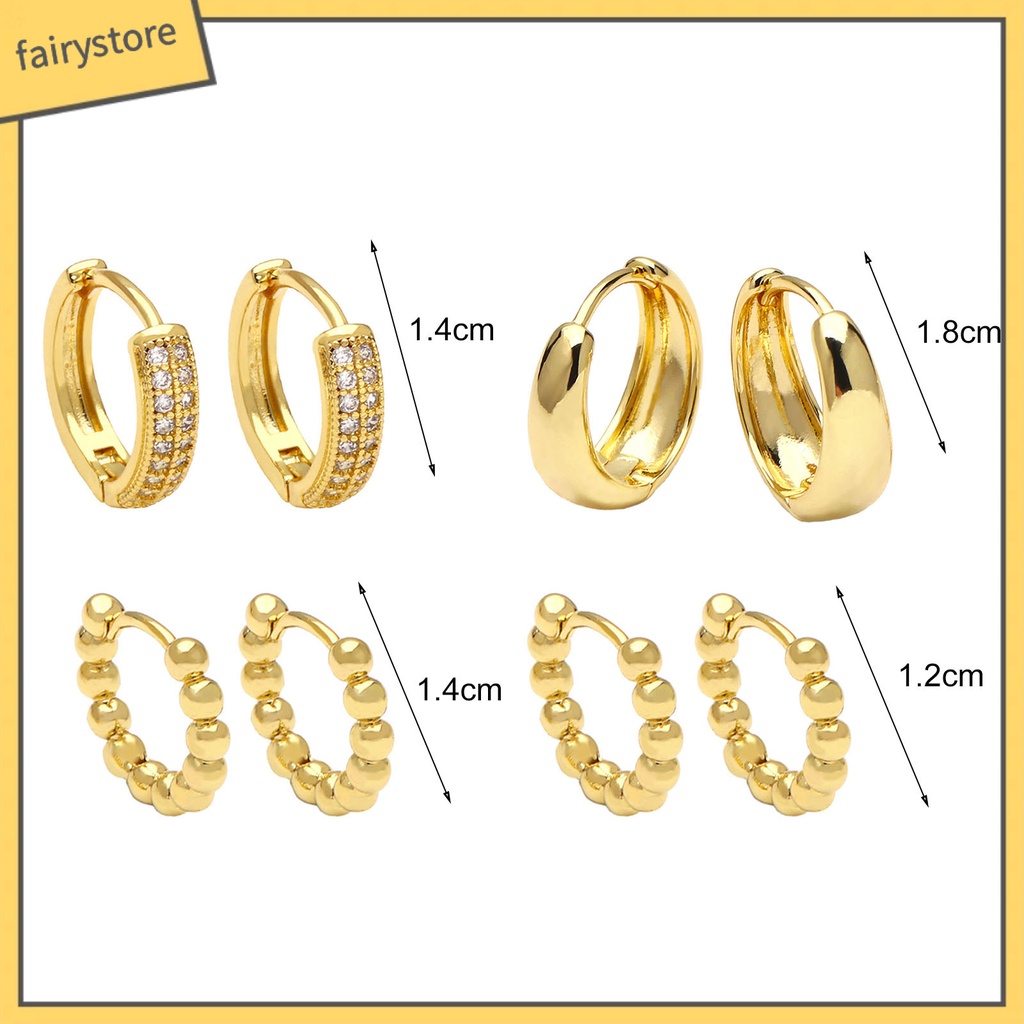 1 Đôi Bông Tai Tròn Màu Trơn Bề Mặt Mịn Chống Biến Dạng Nhanh Trang Trí Khối Đá Zirconia Bền Bỉ Dành Cho Bạn Nữ