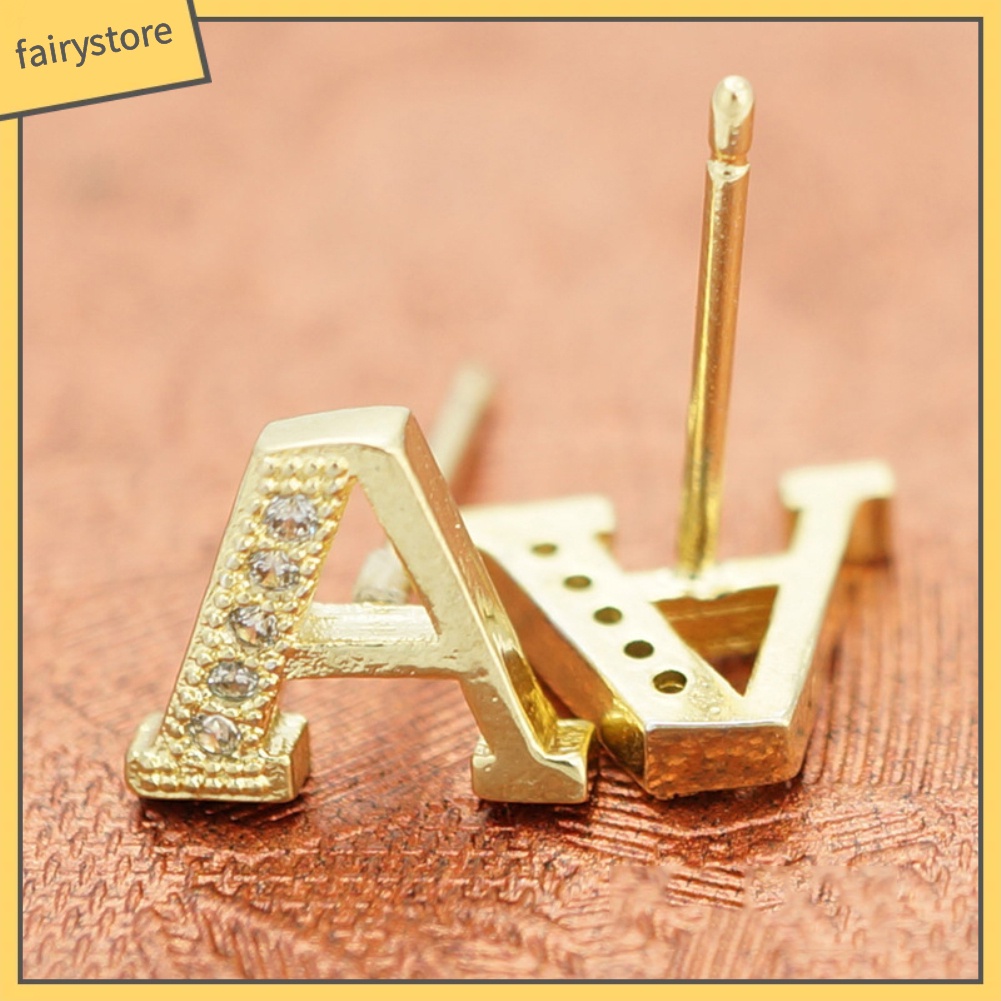 Bông Tai Chữ Cái Đính Đá Thời Trang Dành Cho Nữ